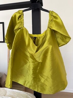Nastygal structured Bardot lime mini dress off shoulder size 14